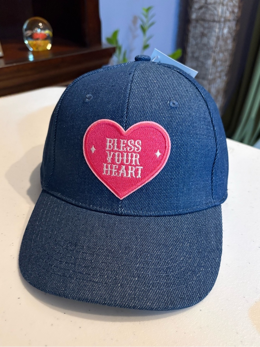 32 “ BLESS YOUR HEART” BLUE JEAN HAT ADJUSTABLE New with tags